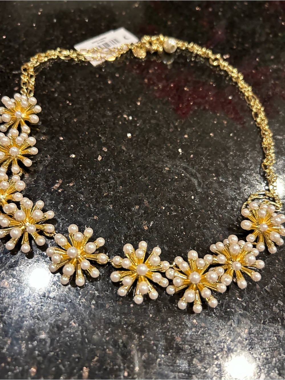 Talbots brand Faux Pearl Starburst Gold Tone Necklace